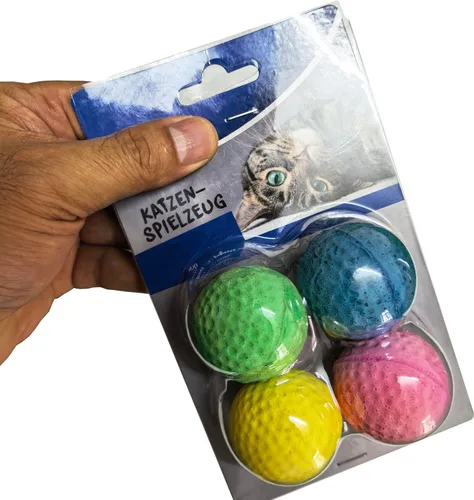 Vista 2 de Pelota de espuma para gatos, juguete de fútbol (4 unidades)