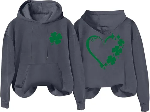 Blczomt St Patricks Day Sweatshirts for Women Irish Loose Fit Lucky Hoodies Shirt Shamrock Cute Blessed Gift Outfits Pullover