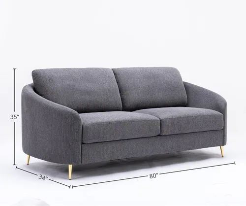 Vista 3 de Acme Muebles Yuina Sofá tapizado de tela y metal en gris y dorado