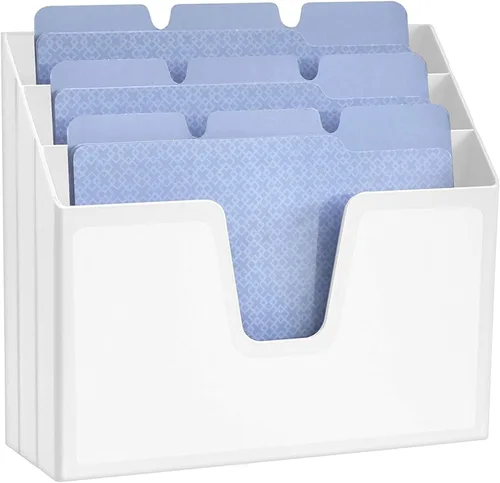 Vista 5 de Acrimet Organizador horizontal triple para carpetas de archivos (color blanco)