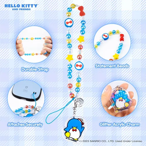 Vista 2 de iFace Hello Kitty and Friends - Correa universal con cuentas para teléfono, bonita cadena de muñeca, correa de decoración estética para teléfono