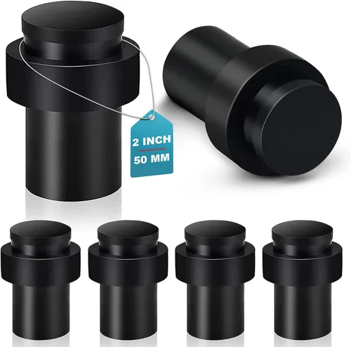 Vista 25 de KOLAKO Tope de puerta, tope de puerta de piso, negro para parte inferior de la puerta, 2 pulgadas (1.969 in), resistente, cilíndrico comercial