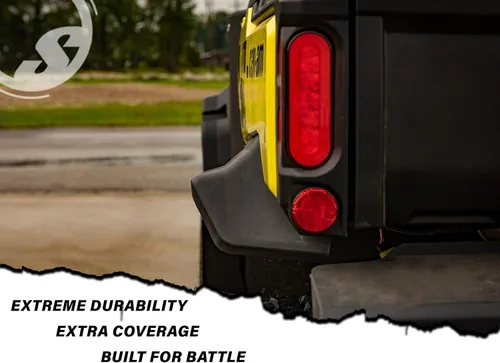 Vista 4 de SuperATV Guardabarros guardabarros para Can Am Defender HD 5/8/10/MAX (ver ajuste) 2 guardabarros delanteros, 2 traseros Se extiende 4 pulgadas