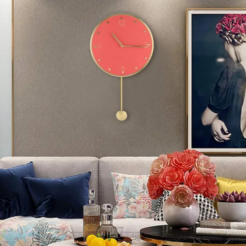 Vista 2 de Reloj de pared de péndulo moderno, reloj de pared grande para sala de estar, funciona con pilas, relojes de péndulo silenciosos para decoración