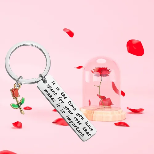 Vista 6 de MYOSPARK - Llavero con cita del pequeño príncipe que es el tiempo que pasas en tu rosa
