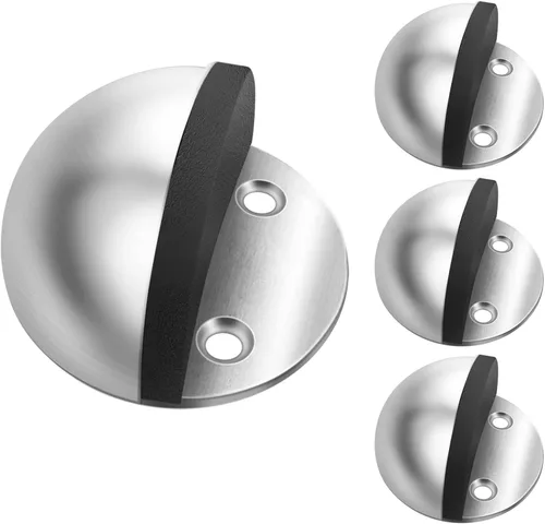 Vista 25 de Topes de puerta para piso, tope de puerta adhesivo montado en el suelo, acero inoxidable, topes de puerta de goma para parachoques de puerta, Negro