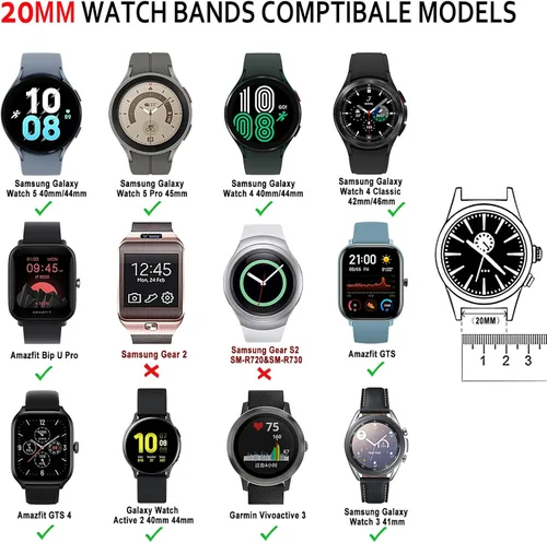 Vista 8 de Correa para Samsung Galaxy Watch 4/5/6 - 20/22mm Correa de Nylon Trenzada Elástica Solo Loop para Galaxy Watch 46mm/Gear S3/3 45mm