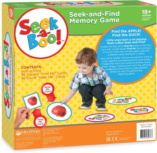 Vista 7 de Juego de Memoria y Tarjetas Flash de Búsqueda Seek-a-Boo de MindWare y Juego de Emparejamiento para Niños Pequeños