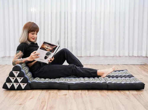 Vista 31 de Leewadee Cómodo colchón japonés de suelo, cama tailandesa con cojín triangular, colchón futón, tapete de masaje tailandés extra largo, 89 x 20