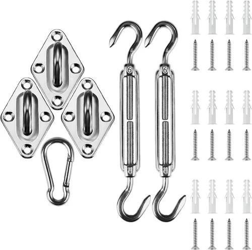 Vista 10 de Amagenix Kit de accesorios de vela de 5 pulgadas para instalación de toldo rectangular y cuadrado, accesorios de acero inoxidable de grado 304