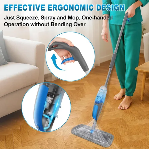 Vista 5 de BPAWA Trapeadores en aerosol para limpieza de suelos: mopa de microfibra húmeda y seca para pisos de vinilo de madera laminada de madera dura con 3