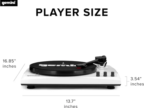 Vista 5 de Gemini Sound TT-900-Tocadiscos de 3 velocidades con Bluetooth, altavoces estéreo de 2 vías y ajuste de tono (blanco)