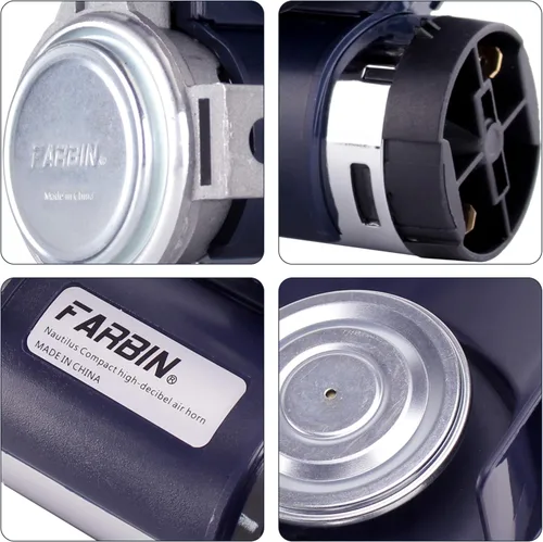 Vista 3 de FARBIN Bocina para automóvil de 12 voltios / 24 voltios, 150 db, bocina de aire de muy alto volumen, con compresor, bocina de auto compacto