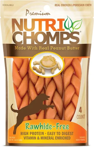 Vista 9 de NutriChomps Masticables para Perros, Trenzas de 6 Pulgadas, Fáciles de Digerir, Snacks para Perros sin Piel Cruda, Saludables, Pollo Real, Sabores a