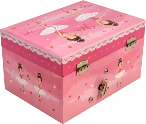 Vista 3 de Joyero musical del recuerdo del baile del ballet con el collar de la bailarina del color plateado