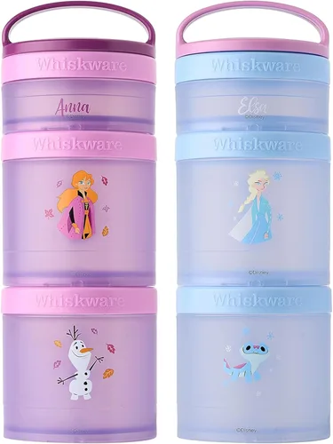 Vista 9 de Whiskware Disney Mickey Mouse y Amigos Recipientes para aperitivos apilables para bebés, niños pequeños y niños, 3 vasos apilables para aperitivos