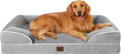 Vista 12 de EHEYCIGA - Cama ortopédica para perro grande, impermeable, de espuma viscoelástica y espuma tipo caja de huevos, bordes elevados, antideslizante