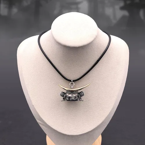 Vista 4 de Wchama Samurai - Collar con casco de Shogun japonés Fecha Masamune, Sanada Yukimura, Tokugawa Ieyasu Armor Good Luck Charm Necklace