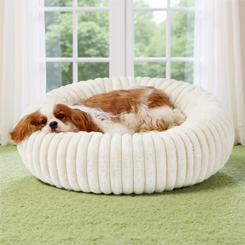 Vista 11 de Bedsure ComfyFleece™ Cama para perros pequeños en forma de dona, camas para perros pequeños con forro polar de pana y parte inferior antideslizante