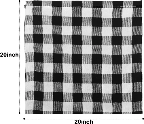 Vista 2 de Servilletas a cuadros de búfalo – Servilletas de cena de decoración de granja, servilletas de tela en blanco y negro para Acción de Gracias