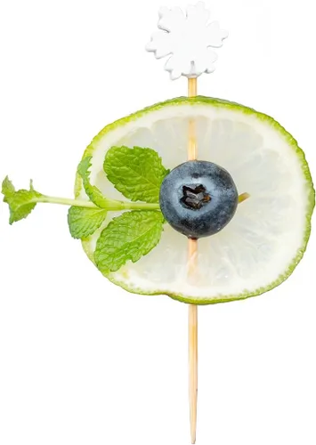 Vista 15 de Brochetas de Navidad de 3.5 pulgadas, 100 palillos desechables para aperitivos de Navidad, diseño de muñeco de nieve, palillos de dientes