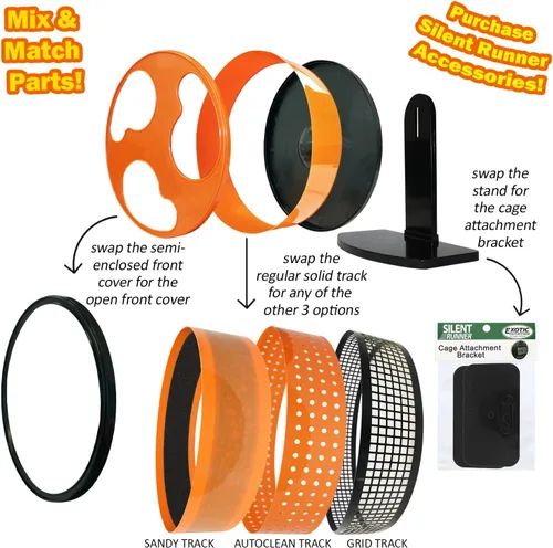 Vista 4 de Silent Runner regular de 12 pulgadas Rueda + accesorio de jaula Planeadores de azúcar, hámsters, ratas