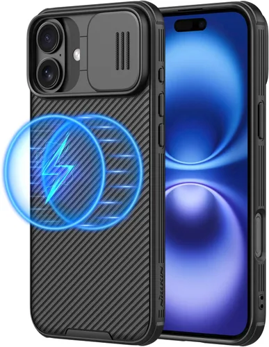 Vista 9 de Nillkin - Funda magnética para iPhone 16, protección mejorada deslizante para la cámara, compatible con Magsafe, funda protectora delgada y a prueba