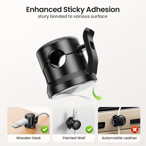 Vista 5 de Clips para cables, paquete de 8 organizadores de cables [cable suave ajustable] organizadores de cables adhesivos para cables, cargador USB