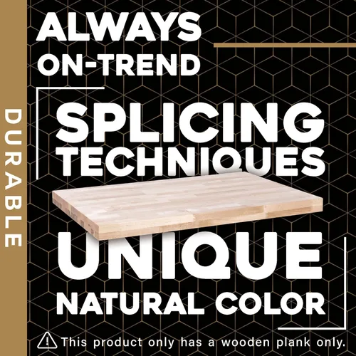 Vista 2 de DuraSteel Mesa de madera maciza, encimera de bloque de carnicero de 24 x 12 pulgadas, tabla de cortar de madera de losa de arce natural para mesa