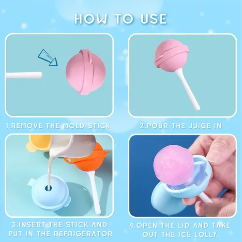 Vista 5 de Molde de silicona para helados, moldes de paletas caseras, máquina de paletas para niños, molde de helado de piruleta, moldes reutilizables