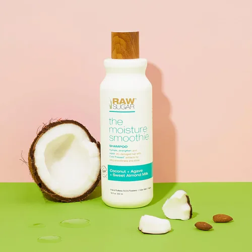 Vista 5 de Raw Sugar Champú y acondicionador hidratante con aceite de coco, agave y leche de almendras dulces, hidrata y nutre el cabello seco, formulado sin
