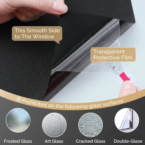 Vista 9 de Película opaca para ventana DOWELL, 100% de bloqueo solar estática adhesiva esmerilada para privacidad, película de tinte de ventana removible