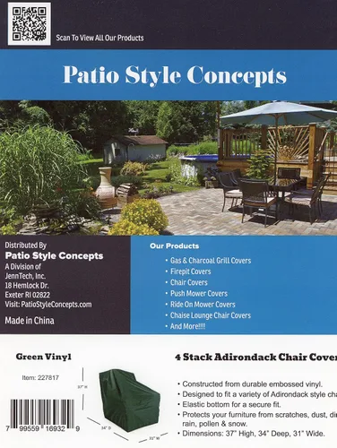 Vista 3 de Paquete de 2: Funda para silla Adirondack de Patio Style Concepts de vinilo en relieve protege los muebles de patio, color verde