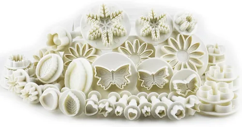 Juego de 36 herramientas de decoración de tartas de flores y pasta de goma, sello de galletas, diseño de hojas de margarita, mariposa, corazón,
