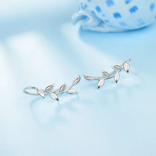 Vista 4 de Aretes de plata de ley con diseño de hoja de leychampiñónaxolotl para mujeres y niñas, hipoalergénicos