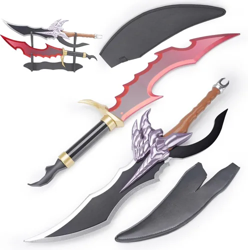 Juego de 2 espadas para cosplay de Daga Jinwoo con funda y soporte de exhibición, colmillo de veneno de Kasaka y asesino de caballeros (mayores de