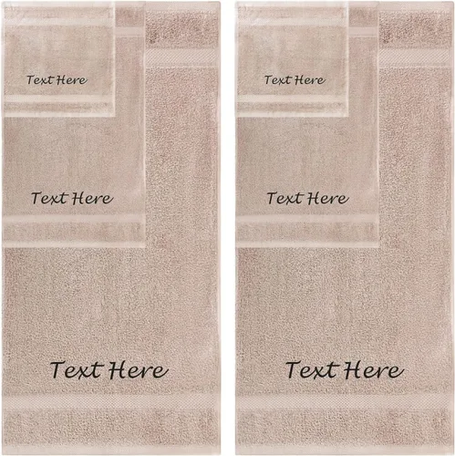 Vista 120 de Juego de Toallas Personalizadas con Texto Bordado - Paquete de 2 Sábanas de Baño de Algodón Turco Altamente Absorbentes y Súper Suaves para Spa