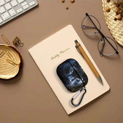 Vista 7 de Panther with Blue Eyes for Airpod Pro Case Cover Hard Shell Full Drop Protection Cover with Keychain Compatible with AirPod Pro 2nd/1st