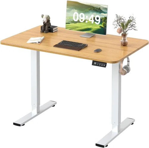 Vista 32 de Furmax Escritorio eléctrico de altura ajustable grande de 55 x 24 pulgadas, escritorio de pie para oficina en casa, escritorio de computadora
