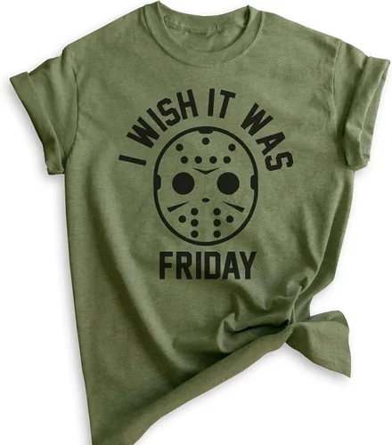 Camiseta con texto en inglés "I Wish It was Friday", camiseta unisex para hombre y mujer, divertida camiseta de Halloween, camiseta gráfica de