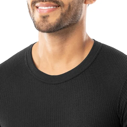 Vista 4 de Indera Ropa interior térmica tradicional de punto gofre para hombre 1 Paquete Negro