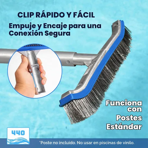 Vista 5 de 440 Cepillo de piscina de acero inoxidable de 18 pulgadas para piscinas