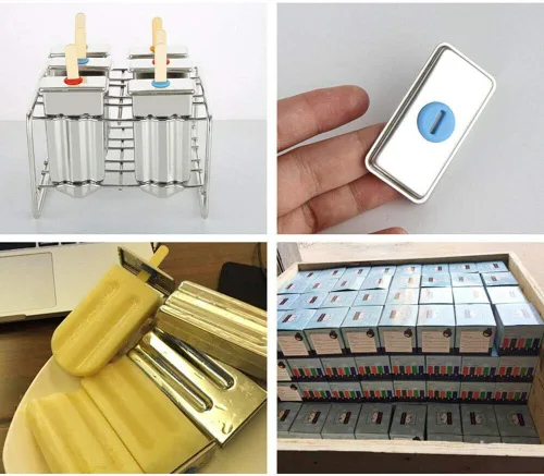 Vista 6 de Kit de moldes de paletas de hielo de acero inoxidable, moldes de acero inoxidable, soporte para palitos de helado de paletas de hielo + cepillo