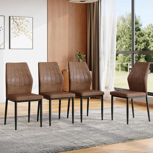 Vista 14 de Set of 4 Dining Chairs with Ergonomic Shell-Pattern Backrest, 37 Inches High - Tech Fabric Comfort for Dining Room, Kitchen, and Table & Chair Black