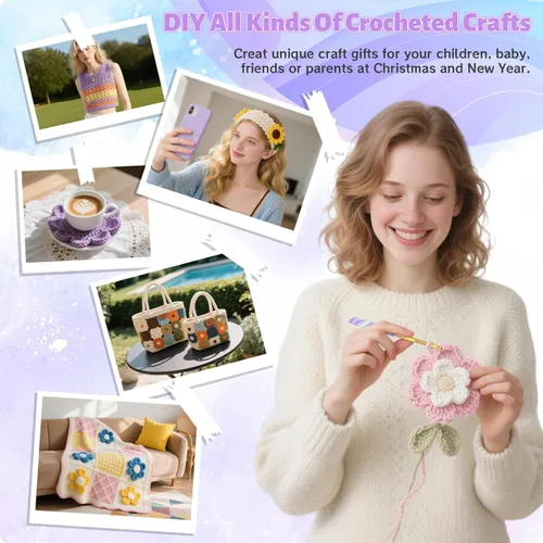 Vista 30 de Coopay Ganchos de ganchillo cálidos para abuela, agujas de ganchillo de agarre suave de aluminio para ganchillo, gancho de tejer para manualidades