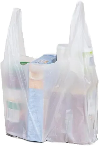 Vista 3 de Bolsa de plástico sin imprimir en relieve bolsa de plástico para camiseta 8"x4"x15" 14 mic (negro, 100)