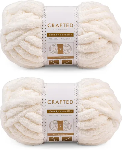 Vista 71 de Crafted By Catherine Hilo de Chenille Grueso - Paquete de 2 (8 oz / 227 g, 31.7 Yardas Cada Madeja), Beige, Calibre 7 Jumbo