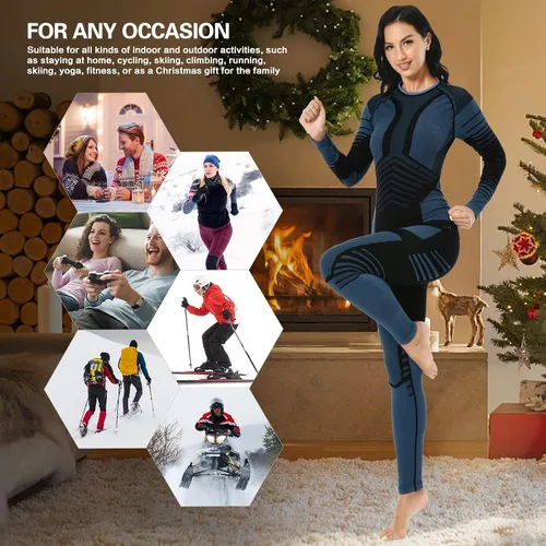 Vista 7 de MEETYOO Conjunto de ropa interior térmica para mujer, pantalones largos de invierno, capa base cálida, conjunto superior e inferior para esquiar