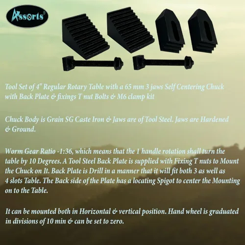 Vista 7 de Fresado de indexación de 4 "/ 100 mesa giratoria de precisión horizontal vertical con kit de abrazadera M6 adecuado y mandril pequeño