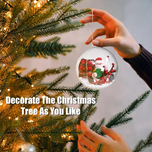 Vista 8 de Vinsot 75 adornos de plástico transparente para Navidad, bolas de bolas para fiestas, bombas de baño, 5 tamaños